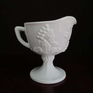 Vintage and New Milk Glass Grape Footed Creamer Small Pitcher 4.5" H